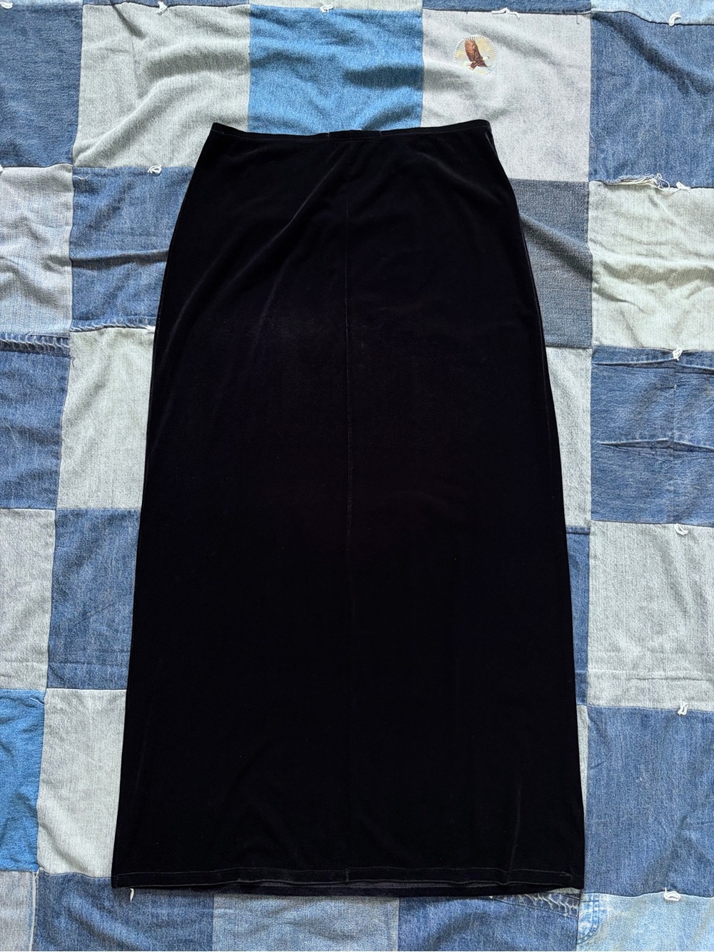 vintage black velvet maxi skirt hana whimsygoth vampy 90s fits size M/L - Picture 2 of 7